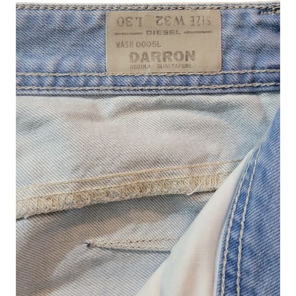 Men's Diesel Jeans Darron 32Wx30L Regular Slim Tapered Light Wash - Picture 8 of 14